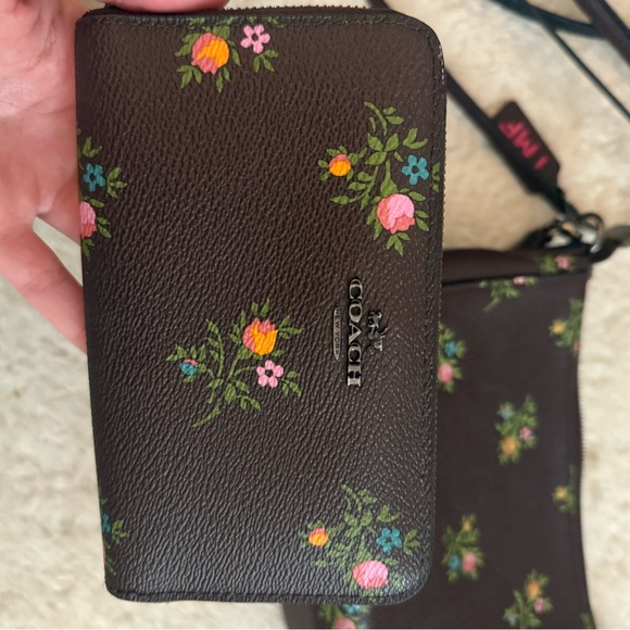 Coach Dark Brown Floral Shoulder Bag Set - Picture 2 of 6